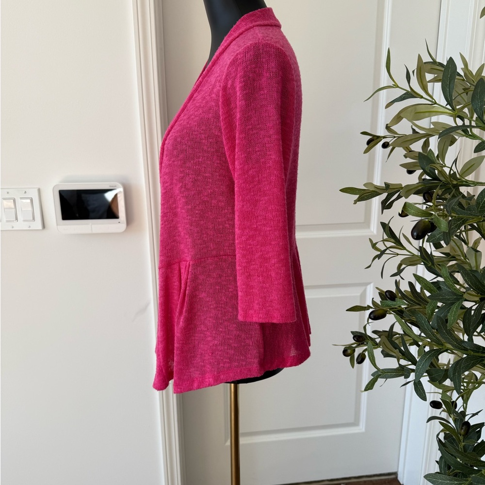 Chenault Vibrant Pink Open-Front Cardigan. - Picture 3 of 8
